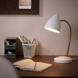 ISNÅLEN Lampada da lavoro a LED, bianco/color ottone