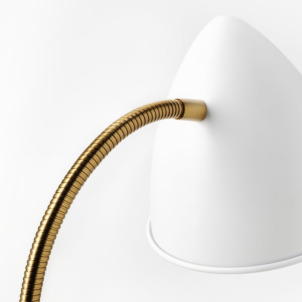 ISNÅLEN Lampada da lavoro a LED, bianco/color ottone