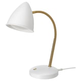 ISNÅLEN Lampada da lavoro a LED, bianco/color ottone