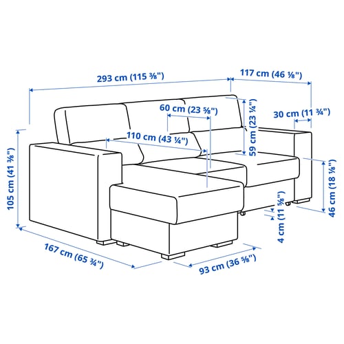 ISTABY Divano a 3 posti/chaise-longue, sx, Tibbleby beige/grigio