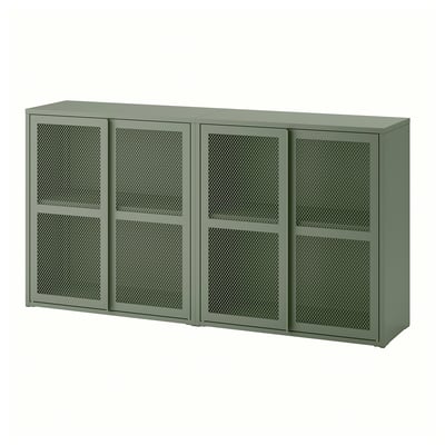 IVAR Mobile con ante, grigio-verde rete, 160x30x83 cm