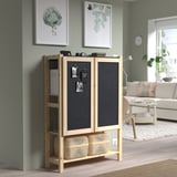IVAR Scaffale con ante, pino/feltro feltro, 89x30x124 cm