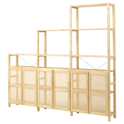IVAR Scaffale con ante, pino, 259x30x226 cm