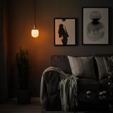 JÄLLBY / MOLNART Lampada a sospensione con lampadina, nichelato/tubolare vetro bianco/trasparente
