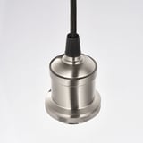 JÄLLBY / MOLNART Lampada a sospensione con lampadina, tessuto nichelato/fungo vetro trasparente marrone