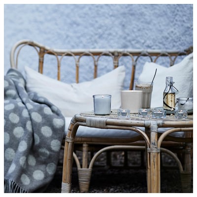 JÄMLIK Candela profumata in vetro, Vaniglia/beige chiaro, 40 h