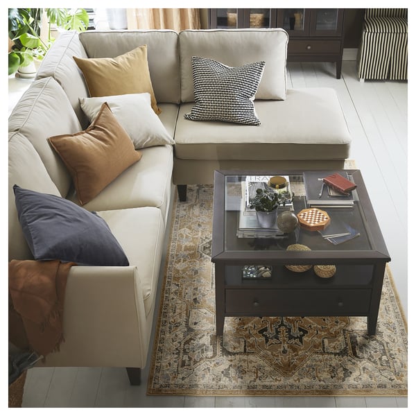 JÄRNVÄG Tappeto, pelo corto, motivo decorativo beige/beige scuro, 133x195 cm