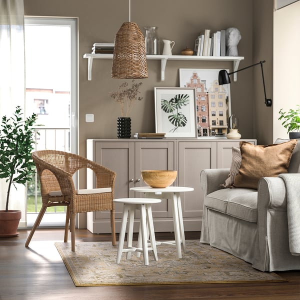 JÄRNVÄG Tappeto, pelo corto, motivo decorativo beige/beige scuro, 133x195 cm