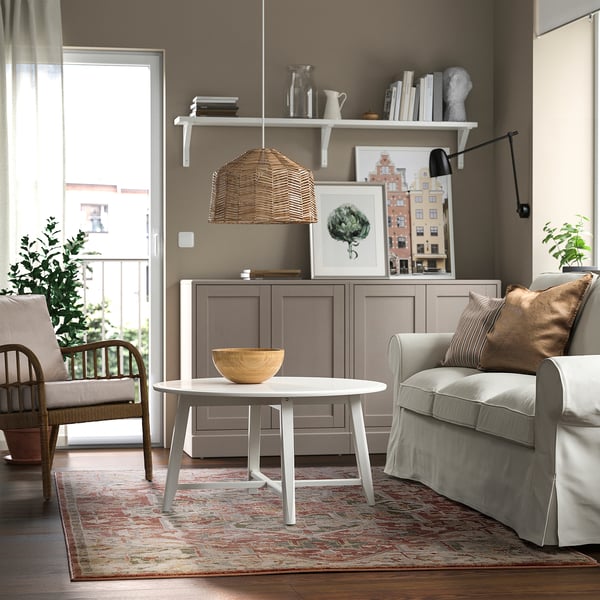 JÄRNVÄG Tappeto, pelo corto, motivo decorativo rosa/beige, 160x230 cm