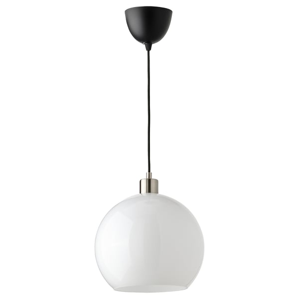 JÄRPLIDEN Lampada a sospensione, bianco vetro/nichelato, 30 cm