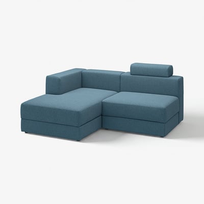 JÄTTEBO Divano comp 2,5 posti/chaise-longue, sinistro con poggiatesta/Axvall blu grigio scuro