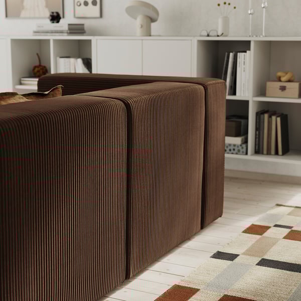 JÄTTEBO Divano comp 4,5 posti/chaise-longue, destro/Samsala marrone scuro