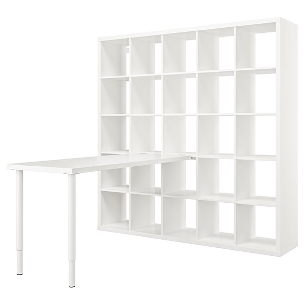 KALLAX / LAGKAPTEN Combinazione con scrivania, bianco, 182x179x182 cm