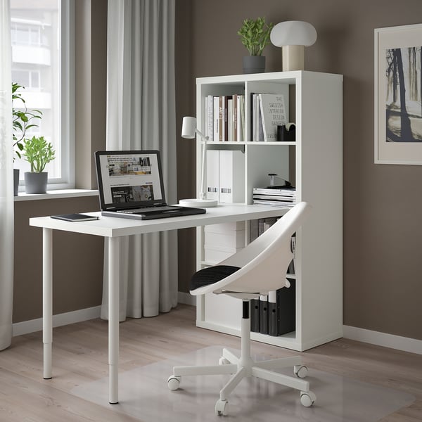 KALLAX / LAGKAPTEN Combinazione con scrivania, bianco, 77x159x147 cm