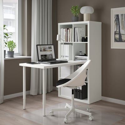KALLAX / LINNMON Combinazione con scrivania, bianco, 77x139x147 cm