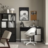 KALLAX / LOBERGET Scrivania e sedia, marrone-nero/bianco
