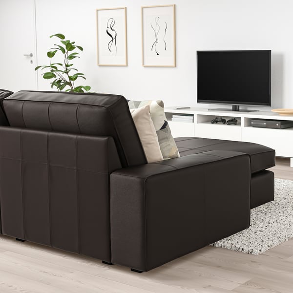 KIVIK Divano a 3 posti, con chaise-longue/Grann/Bomstad marrone scuro