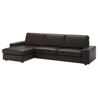 KIVIK Divano a 4 posti, con chaise-longue/Grann/Bomstad marrone scuro