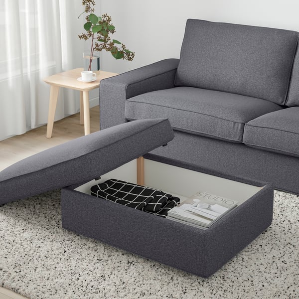 KIVIK Poggiapiedi con contenitore, Gunnared grigio fumo