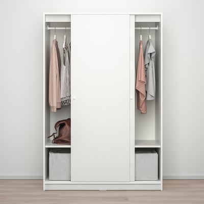 KLEPPSTAD Guardaroba con ante scorrevoli, bianco, 117x176 cm