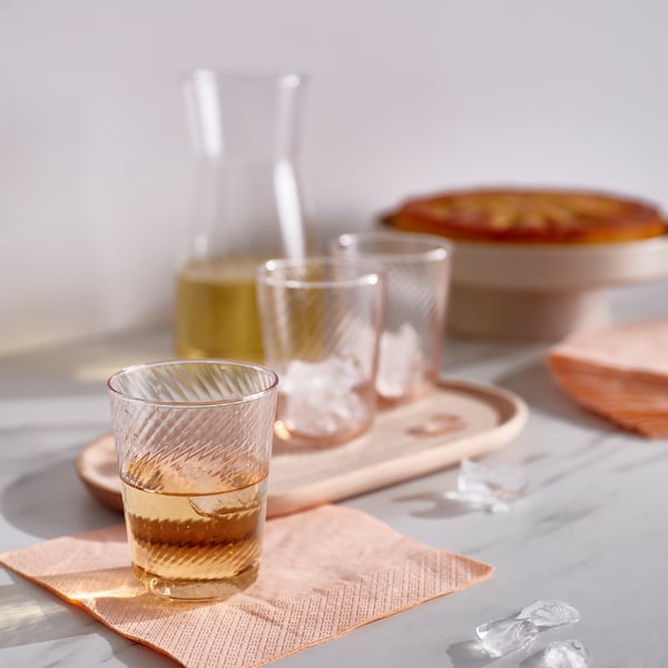 KLIPPLAX Bicchiere, a righe rosa, 25 cl