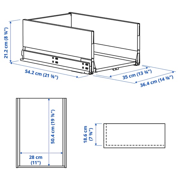 KNIVSHULT Cassetto, alto, grigio scuro, 40x60 cm