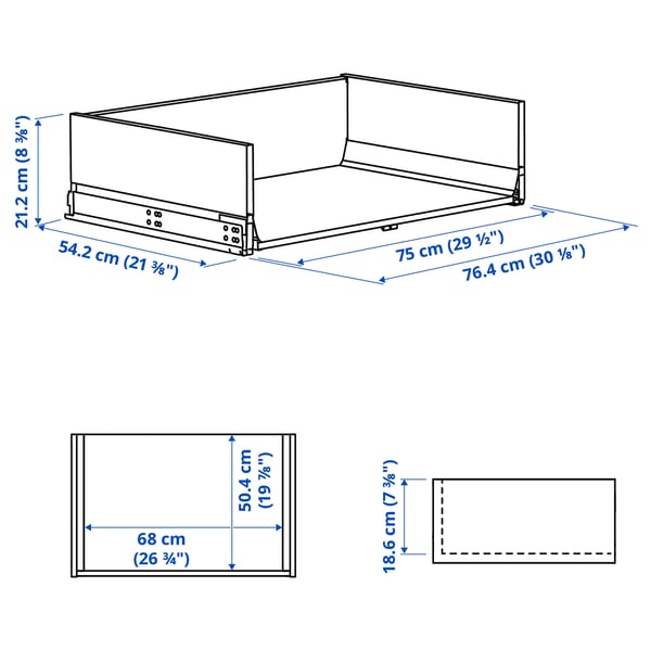 KNIVSHULT Cassetto, alto, grigio scuro, 80x60 cm