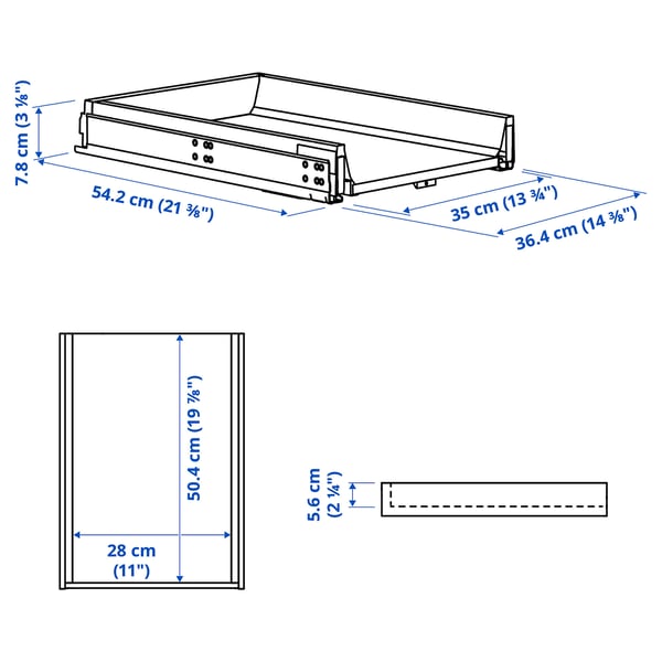 KNIVSHULT Cassetto, basso, grigio scuro, 40x60 cm
