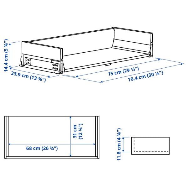 KNIVSHULT Cassetto, medio, grigio scuro, 80x37 cm