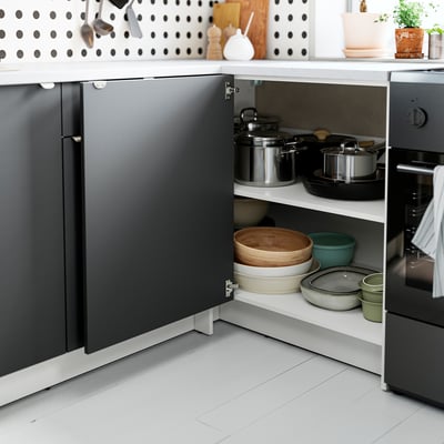 KNOXHULT Mobile base angolare, grigio scuro, 100x91 cm