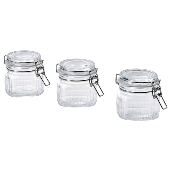 KÖSSEBÄR Contenitore con coperchio, vetro trasparente, 13 cl