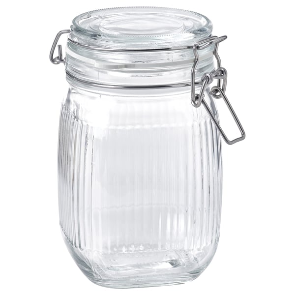 KÖSSEBÄR Contenitore con coperchio, vetro trasparente, 1 l