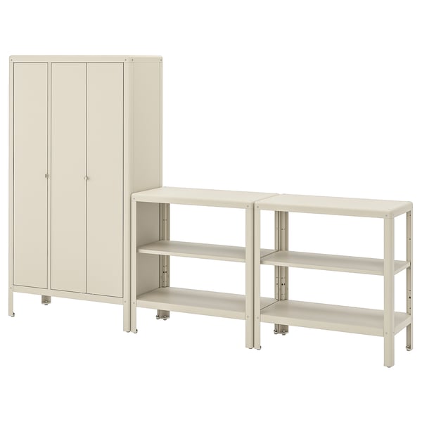 KOLBJÖRN Scaffale con mobile, beige/da esterno per interni, 171x37x161 cm
