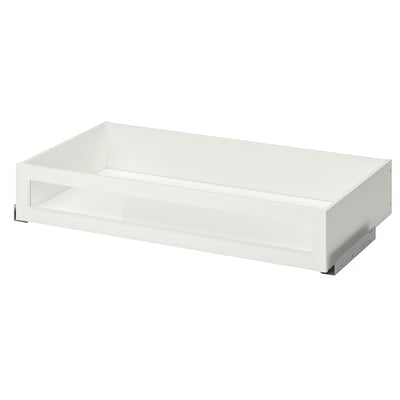 KOMPLEMENT Cassetto/frontale vetro con cornice, bianco, 100x58 cm