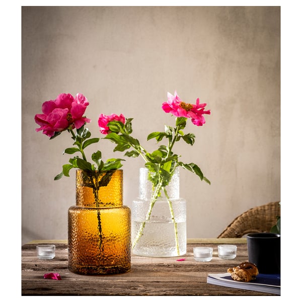 KONSTFULL Vaso, vetro trasparente/fantasia, 26 cm