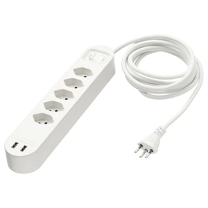 KOPPLA Multipresa 5 uscite e 2 porte USB, bianco, 3.0 m