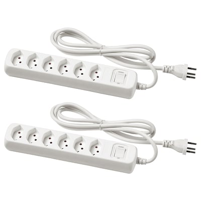 KOPPLA Multipresa 6 uscite e interruttore, con messa a terra/bianco, 1.5 m