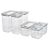 KORALLVIPPA Set 6 contenit/coperch cibi secchi, trasparente