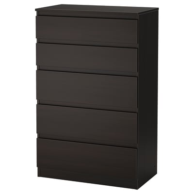 KULLEN Cassettiera con 5 cassetti, marrone-nero, 70x112 cm