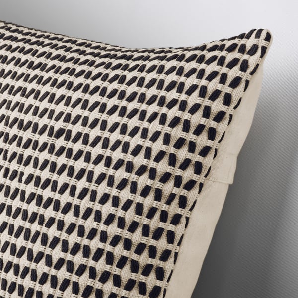KUSTFLY Fodera per cuscino, beige/nero, 50x50 cm