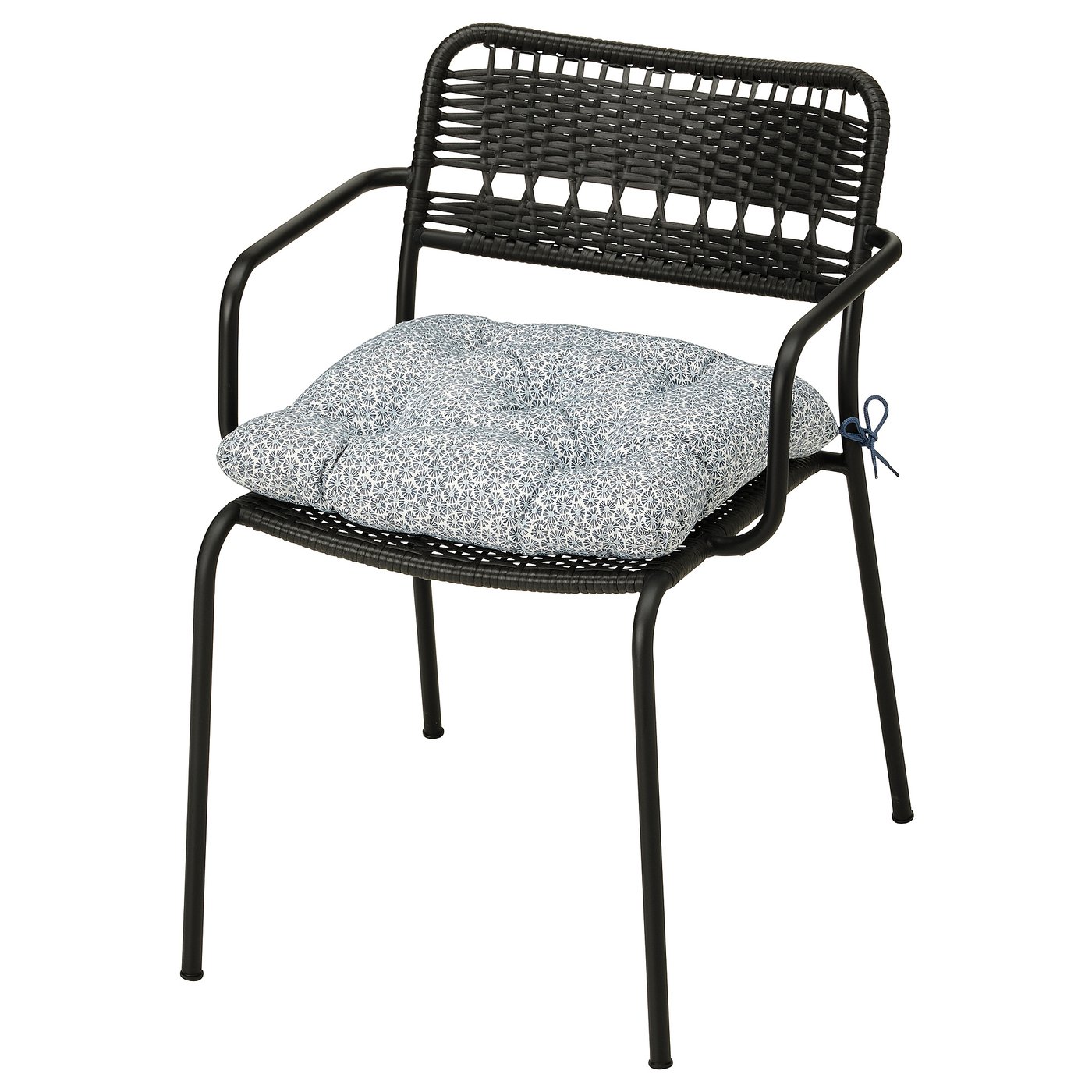 LÄCKÖ Sedia con braccioli da giardino, grigio scuro/Klösan blu - IKEA  Svizzera