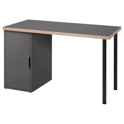 LAGKAPTEN / ALEX Scrivania, grigio/effetto legno nero, 120x60 cm