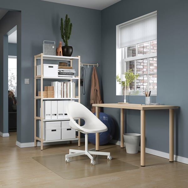 LAGKAPTEN / BÅREKULLA Scrivania, effetto rovere con mordente bianco, 120x60 cm