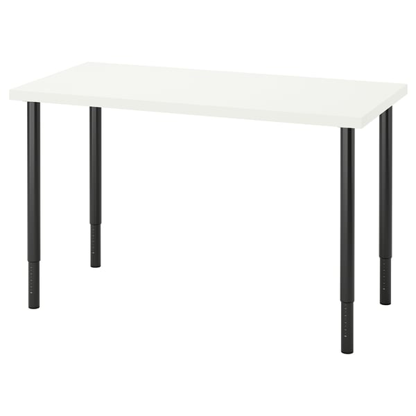 LAGKAPTEN / OLOV Scrivania, bianco/nero, 120x60 cm