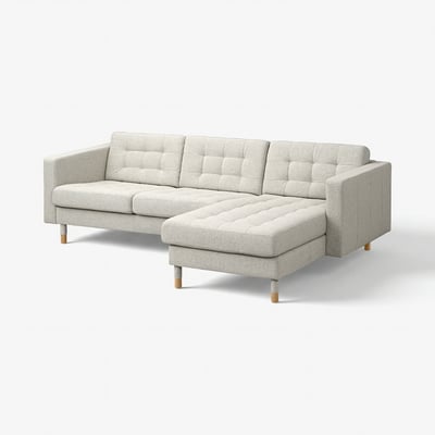 LANDSKRONA Divano a 3 posti, con chaise-longue Gunnared/beige legno