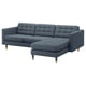 LANDSKRONA Divano a 3 posti, con chaise-longue/Gunnared blu/legno