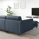LANDSKRONA Divano a 3 posti, con chaise-longue/Gunnared blu/metallo