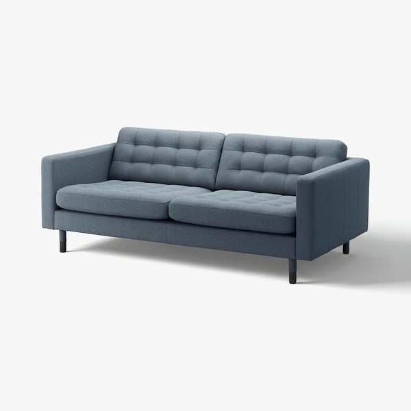 LANDSKRONA Divano a 3 posti, Gunnared blu/legno/nero