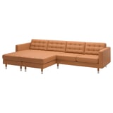 LANDSKRONA Divano a 4 posti con chaise-longue, Grann/Bomstad ocra bruna/metallo