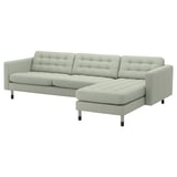 LANDSKRONA Divano a 4 posti con chaise-longue, Gunnared verde chiaro/legno/nero